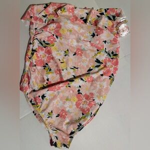 New Floral Bandeau One Piece Maternity Ruffle Swimsuit Ingrid & Isabel Sz XL